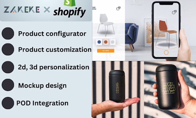 Gig Preview - Modify and design 3d products on shopify with zakeke, teeinblue, customily