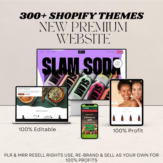 Gig Preview - 310 premium editable shopify themes bundle customizable mobile responsive