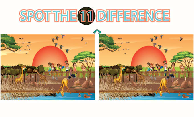 Gig Preview - Draw spot the difference printable for kids and amazon KDP business