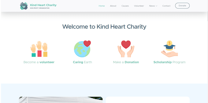 Gig Preview - Non profit website, church, fundraising,charity website on wordpress wix godaddy