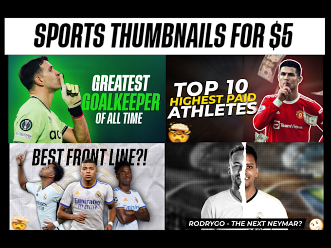 Bestseller - design eye catching youtube sports, football thumbnails