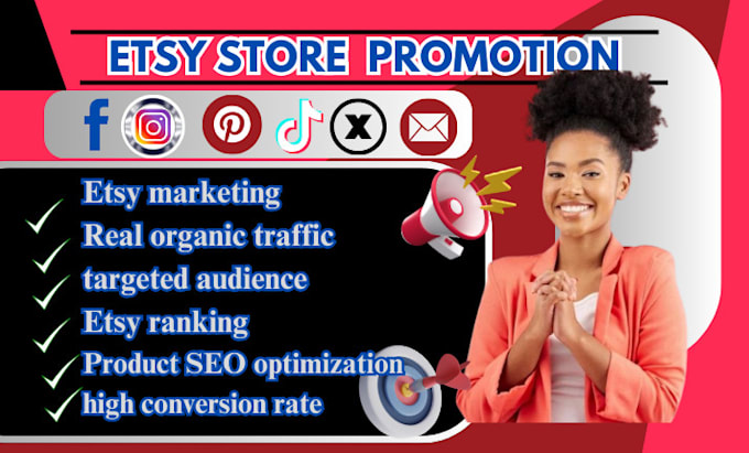 Gig Preview - Do etsy shop promotion, etsy traffic, SEO, shopify marketing to boost etsy sales