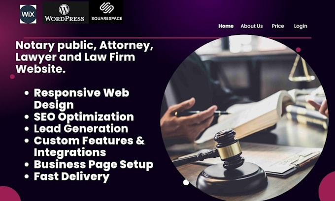 Gig Preview - Design notary public, attorney, lawyer law firm website