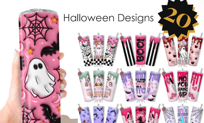 Gig Preview - Provide 20 halloween themed tumbler wraps