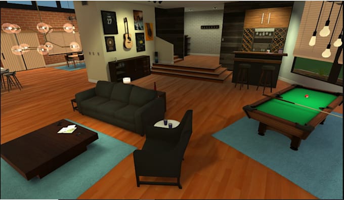 Gig Preview - Be your 3d house modeler,3d assets,mega furniture,realistic rendering in blender