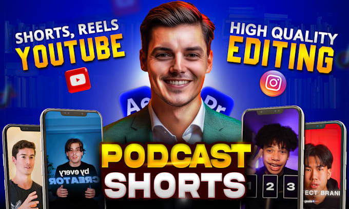 Bestseller - edit podcast short form video clips for youtube, instagram and tiktok