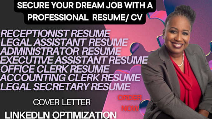 Gig Preview - Write a receptionist legal assistant accounting clerk   administrator ats resume