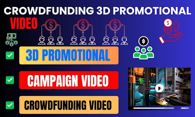 Gig Preview - Create a 3d promotional video for crowdfunding kickstarter indiegogo campaign