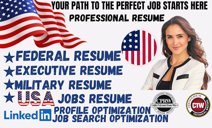 Gig Preview - Craft ats federal resume for military, government, executive resume, and usajobs