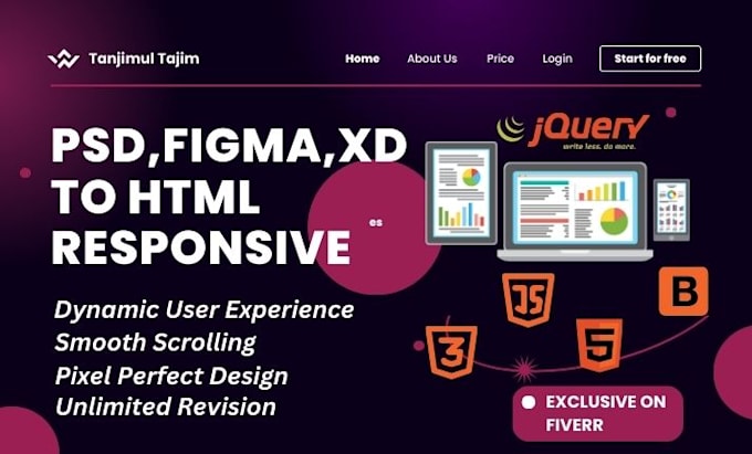 Bestseller - convert psd to html, figma to html , xd to html with responsive design