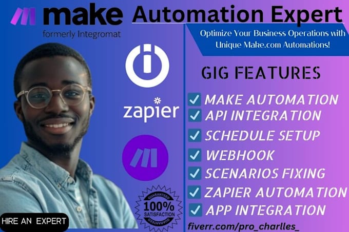 Gig Preview - Set up make com workflow, scenarios fixing, automated schedule, API integration