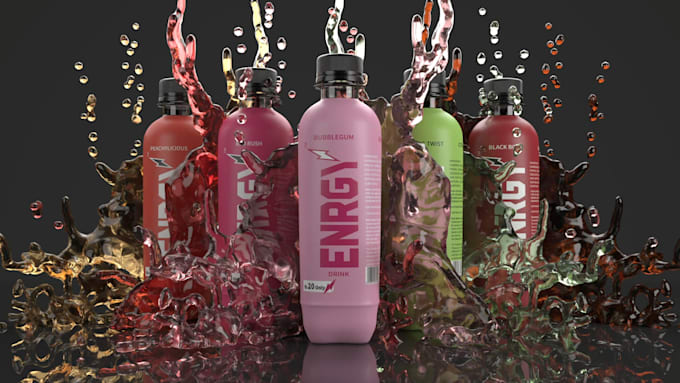 Gig Preview - Do 3d beverage bottle animation, 3d juice animation 3d can bottle animation c4d