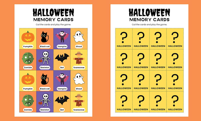 Gig Preview - Create english memory halloween cards worksheet