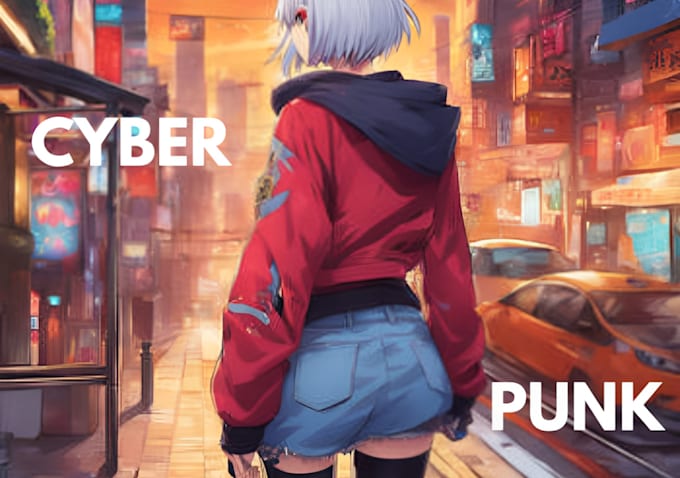 Gig Preview - Draw cyberpunk anime cyberpunk illustration pixel tech asset, ai furry character