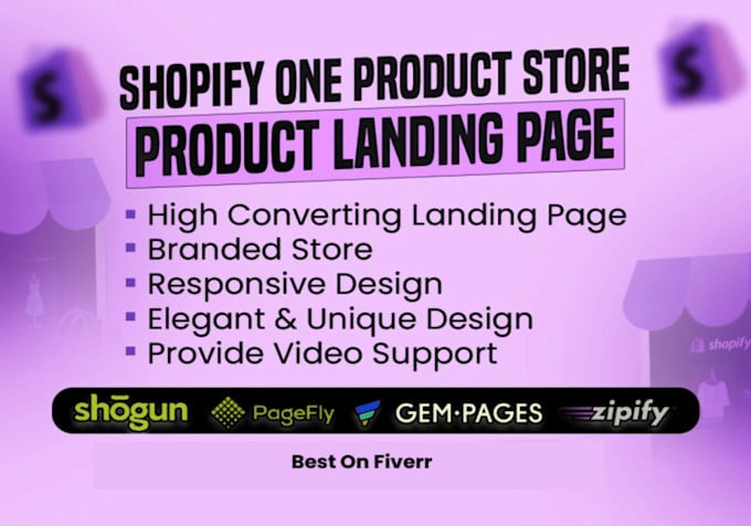 Gig Preview - Design shopify product landing page with shogun, gempages, pagefly, and zipify