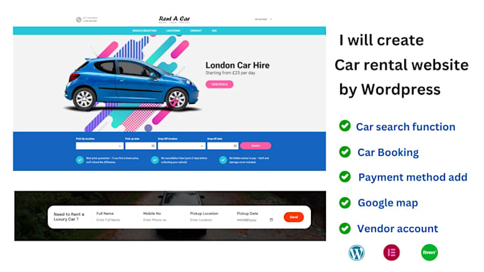 Gig Preview - Build car rental, taxi booking, and car dealership website