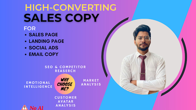 Gig Preview - Write high converting sales copy for sales page and landing page, copywriting