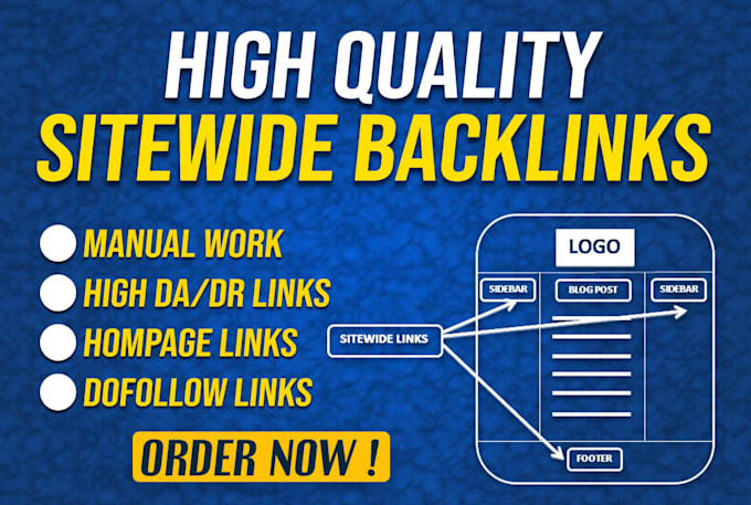 Gig Preview - Do 50 sidebar and footer homepage permanent high quality SEO backlinks