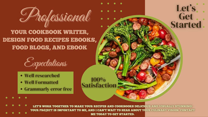 Gig Preview - Be your cookbook writer, design food recipes ebooks, food blogs, and ebook