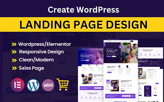 Gig Preview - Wordpress landing page design website , redesign landing page with elementor pro