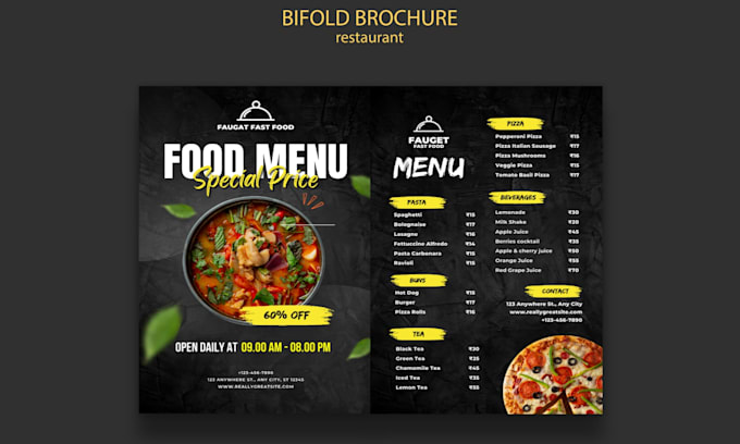 Gig Preview - Do menu card design food menu,resturent menu