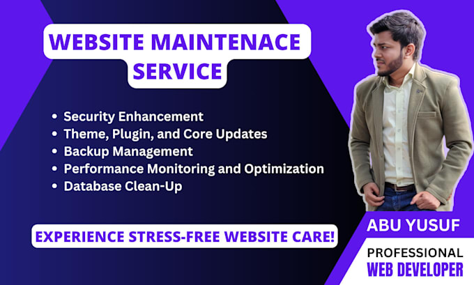 Gig Preview - Provide monthly website maintenance for your wordpress website, help and support