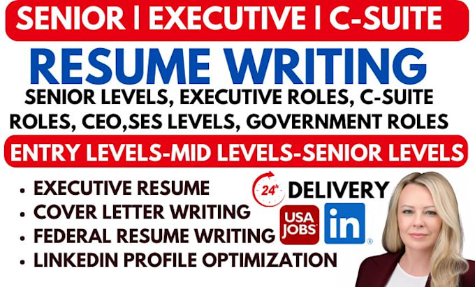 Gig Preview - Write executive resume, federal resume writing, tech resume for executive roles