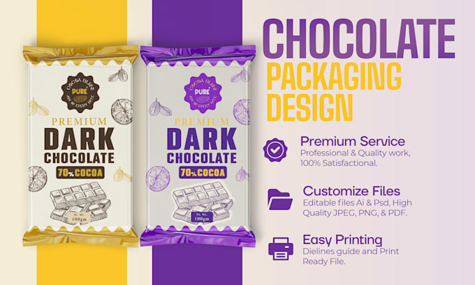 Gig Preview - Custom chocolate, food, mylar label and sticker packaging design