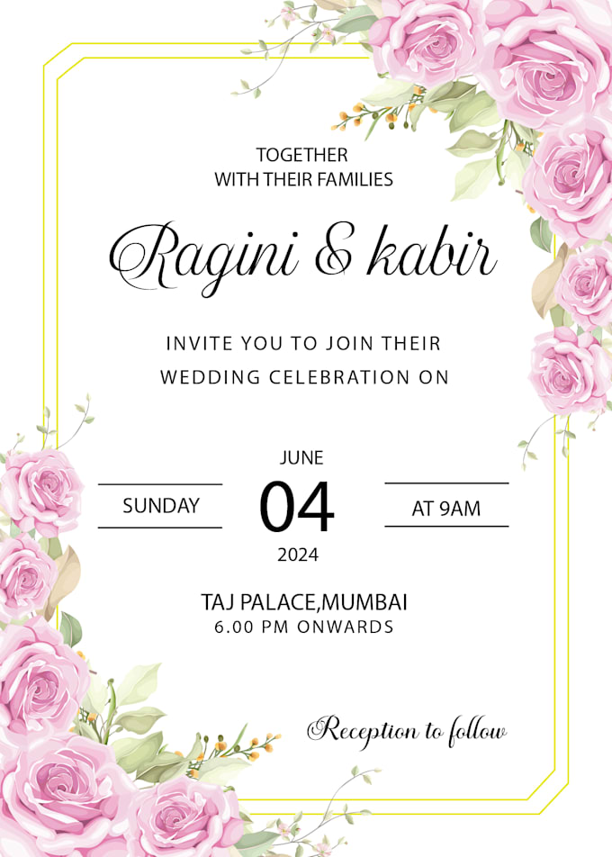 Gig Preview - Design wedding invitation card, save the date card, birthday invitation c