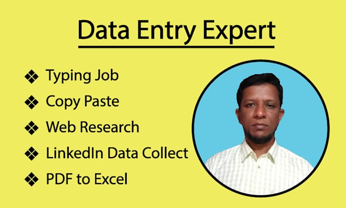 Bestseller - do data entry,typing,copy paste,web research,linkedin data collect