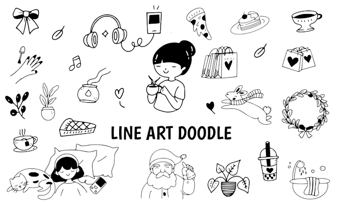 Gig Preview - Draw cute iine art doodle illustration