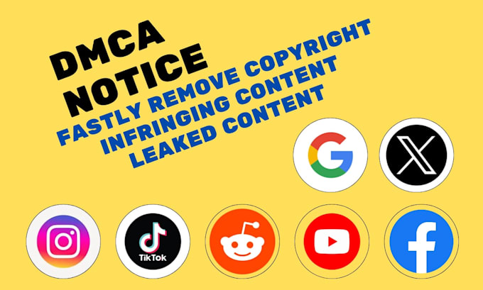 Gig Preview - Takedown remove copyright content from ig,fb,yt,reddit,google,tiktok by dmca