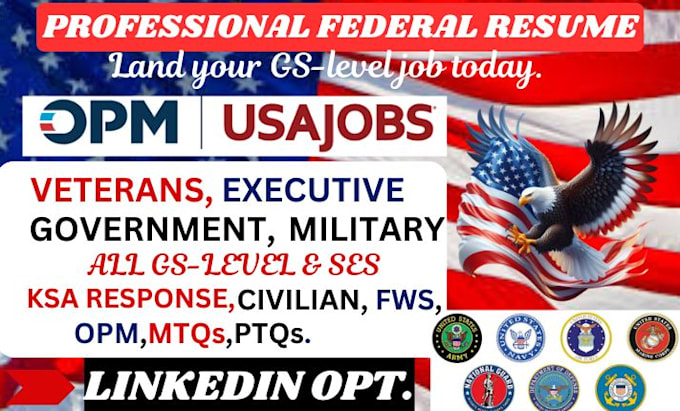 Gig Preview - Write professional federal resume writing cover letter for usajobs ats resume cv