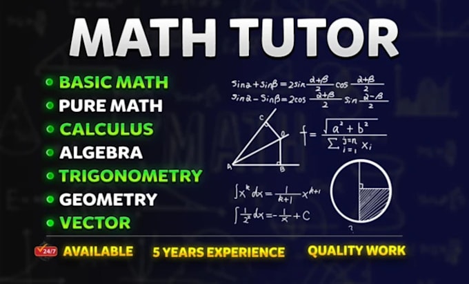 Gig Preview - Be your math tutor and help with calculus or algebra