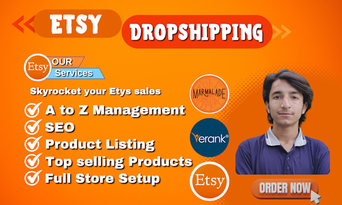 Gig Preview - Do etsy dropshippig product listings and manage your etsy store with SEO