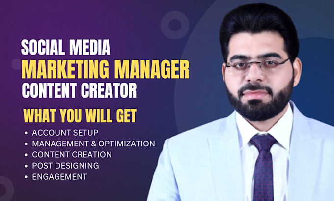 Gig Preview - Be your social media marketing manager and content creator