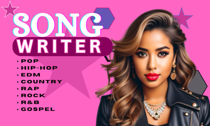 Gig Preview - Be your pop songwriter, hip hop, edm song, melody lyrics, country rap, pop music