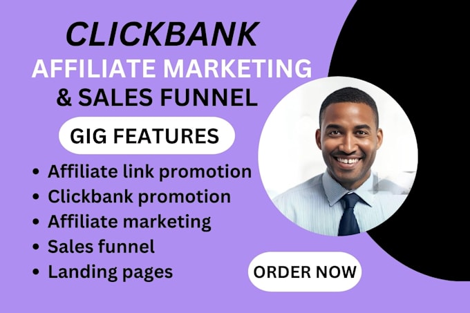 Gig Preview - Do affiliate marketing  clickbank link promotion landing page sales funnel