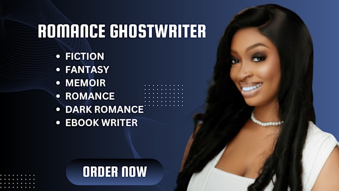 Gig Preview - Be your romance ghostwriter fantasy memoir fiction ghostwriter as ebook writer