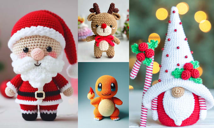 Gig Preview - Create amigurumi christmas crochet pattern with image and video tutorial on esty