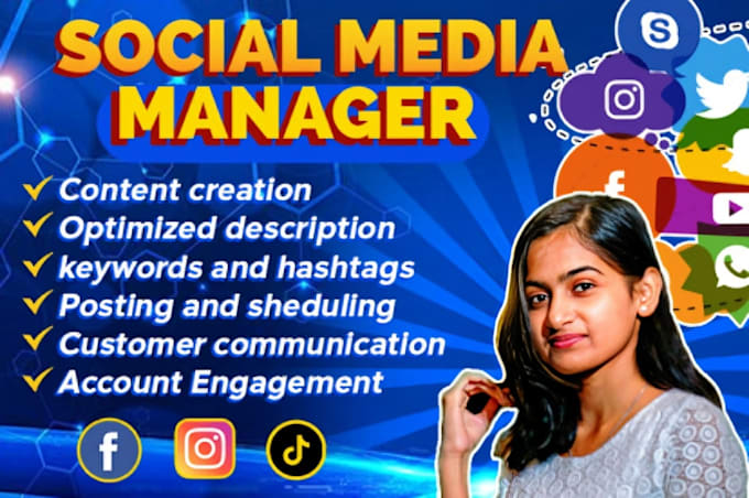 Gig Preview - Social media manager, facebook marketing, instagram marketing, tiktok ads