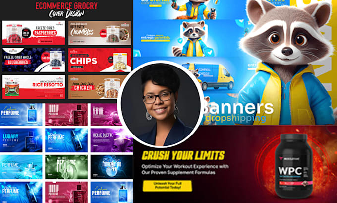 Gig Preview - Design shopify dropshipping store banner website banner, hero image wix