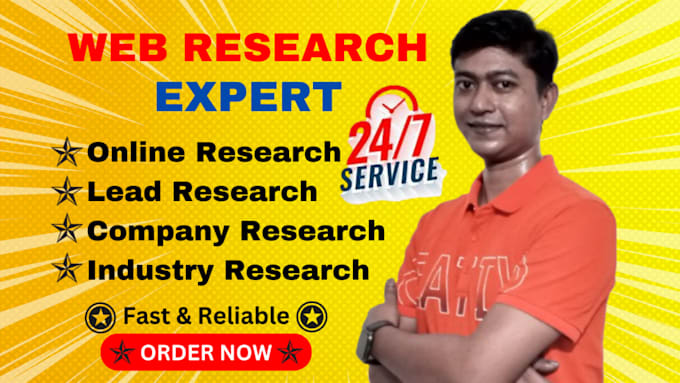 Gig Preview - Do web research, online research, lead research, company or industry research