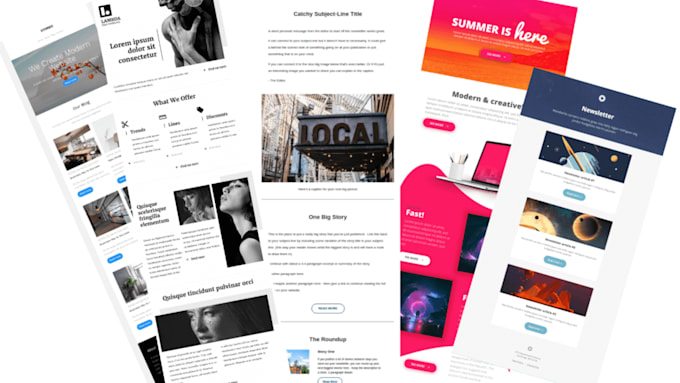 Gig Preview - Design editable email mailchimp klaviyo beehive newsletter template landing page