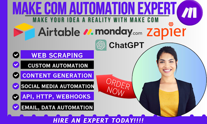 Gig Preview - Make com automation airtable make com scenario zapier vapi n8n make API zoho