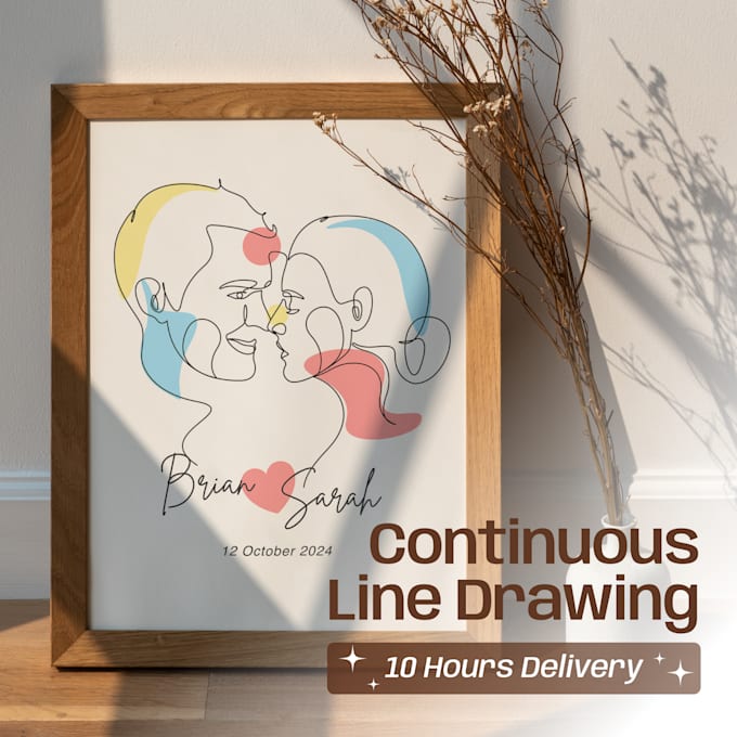 Gig Preview - Draw portrait continuous line art illustration in 10 hours