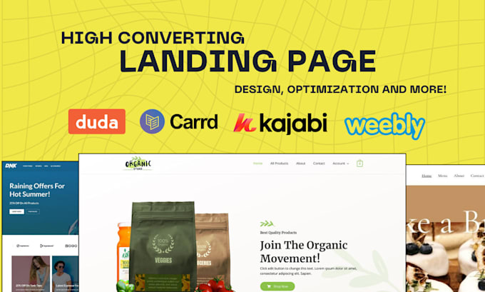 Gig Preview - Design, build duda activecampaign carrd weebly kajabi landing page website