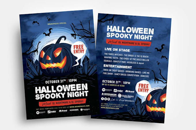 Gig Preview - Design halloween party flyer, spooky invitation, post card, poster, sale, banner