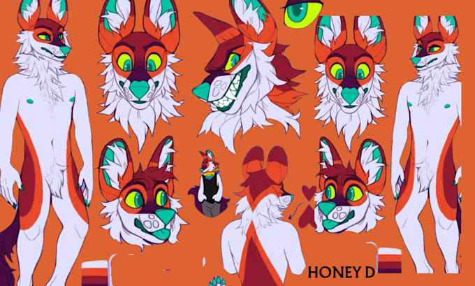 Gig Preview - Draw furry reference sheet furry sheet furry art ref sheet furry vrchat oc