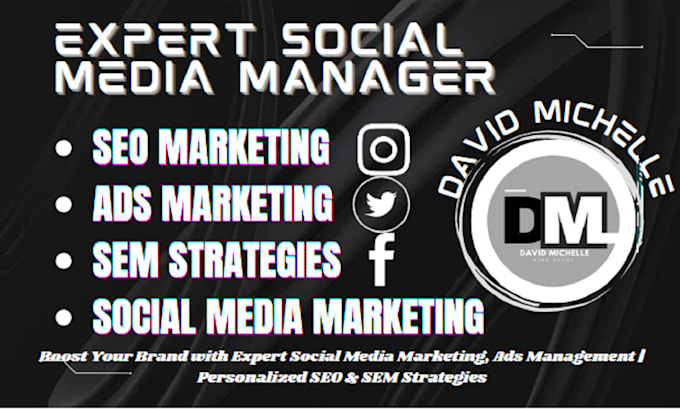 Gig Preview - Boost brand with expert social media marketing ads management SEO SEM strategies